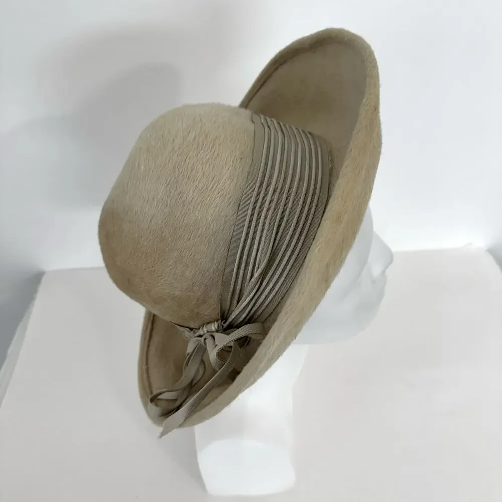 Vintage Trevi by Winner Hat Handmade Tan with Grosgrain Ribbon